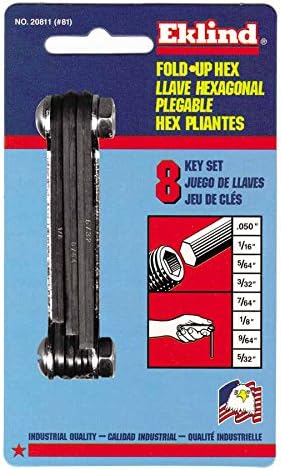 Inch Fold-Up Hex Key Sets, 8 per fold-up, Hex Tip, Inch, Short (20 Pack)