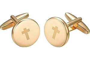 Asienice Brushed Gold Cufflinks For Men Wedding Simple Round Cuff Links Mens Western for Groom