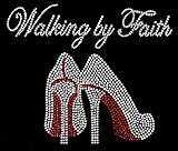 Walking by Faith Heels Red Rhinestone Transfer Iron On