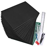 Winlyn 20 Pcs EVA Foam Sheets 6mm Craft Foam Cosplay Foam 9" x 12" Black Foam Boards with Cutting Mat Compass Hobby Knife Ruler Pencils for Cosplay Boy Scouts Halloween Crafts Projects Cushion