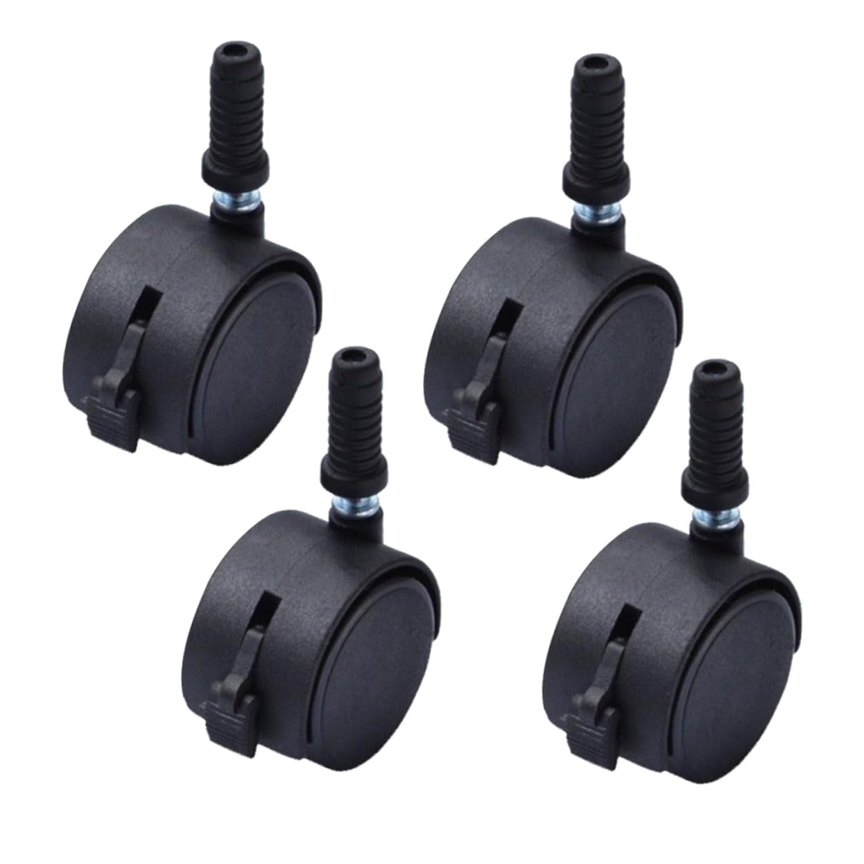 EXCEART 4pcs Swivel Caster Wheels Plate and Bearing for Office Chairs and Furniture Black Non-marking Wheels for Smooth Rolling Carpet and Hard Floors
