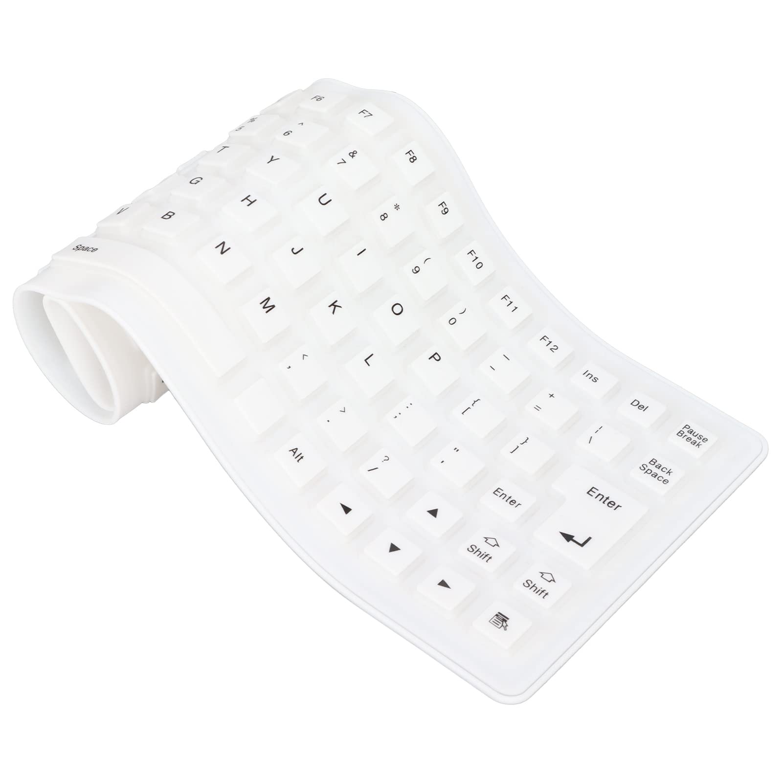 Topiky Waterproof Silicone Keyboard, Foldable Flexible Keyboard Slim USB Mute Gaming Keyboard, 85 Keys, Roll-up Silent Soft Keyboard, USB Wired Silicone Keyboard for PC Notebook Laptop(white)