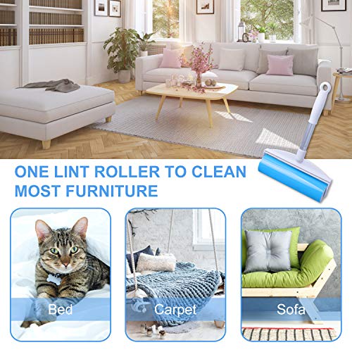 WOWGO Lint Roller, Resuable & Washable Lint Roller, Pet Hair Remover Lint Roller Cleaner for Clothes, Animal Hairs (1 Long-Handled 1Mini) - Thumbnail 2