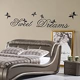 Myhome Sweet Dream Lettering Sticker and Dancing Butterflies Art Wall Decor Decal for Living Room, for Bedroom.