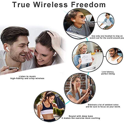 Wireless Earbuds Bluetooth 5.0 Headphones in-Ear Noise Cancelling Headphones HiFi Stereo IPX5 Waterproof Headphones Built-in Microphone with Quick Charge Box for iPhone Android