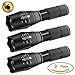 3Pcs Tactical Flashlight, Wowlite 1600 LM Ultra Bright - CREE XML T6 LED Taclight As Seen On Tv with 5 Light Modes and Adjustable Focus for Emergency Camping Hiking