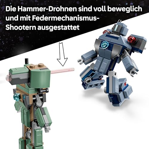 ǀ Marvel Iron Man & War Machine vs. Hammer Drones - Building Toy with 2 Minifigures & 2 Action Figures with Stud Shooters - Super Hero Gift for 7+ Year Old Boys - 76320