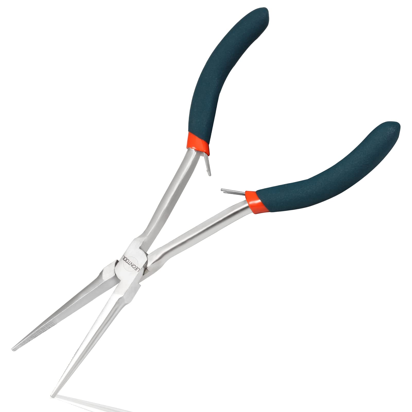 LEONTOOL Needle Nose Pliers with Serrated Jaw, Extra Long Reach, Ideal for Jewelry Making, Electronics Repair, DIY Enthusiasts