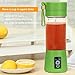 Portable USB Personal Blender Juicer Cup for Smoothies Shakes, Mini Travel Blender,Upgrade 6 Blades,Rechargeable,380ml (Green)