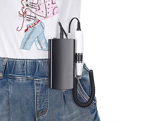 Miss Sweet Portable Nail Drill Machine Rechargeable Electric Nail File for Acrylic Nail RPM30000 (Black)