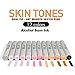 Dual Tip Skin Tones Markers Pen Set, Permanent Art Sketch Marker For Manga, Portrait, Flesh, Illustration Drawing - Pack of 12 Includes Colorless Blender