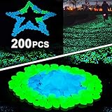 Sunnset Glow in The Dark Garden Pebbles,200 Pcs Glow Decorative Stones Rocks,Luminous Pebbles for Outdoor Decor, Garden Lawn Yard, Aquarium, Walkway, Fish Tank, Pathway, Driveway