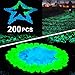 Sunnset Glow in The Dark Garden Pebbles,200 Pcs Glow Decorative Stones Rocks,Luminous Pebbles for Outdoor Decor, Garden Lawn Yard, Aquarium, Walkway, Fish Tank, Pathway, Driveway