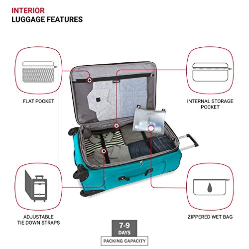 SwissGear Sion Softside Expandable Roller Luggage, Teal, CheckedLarge