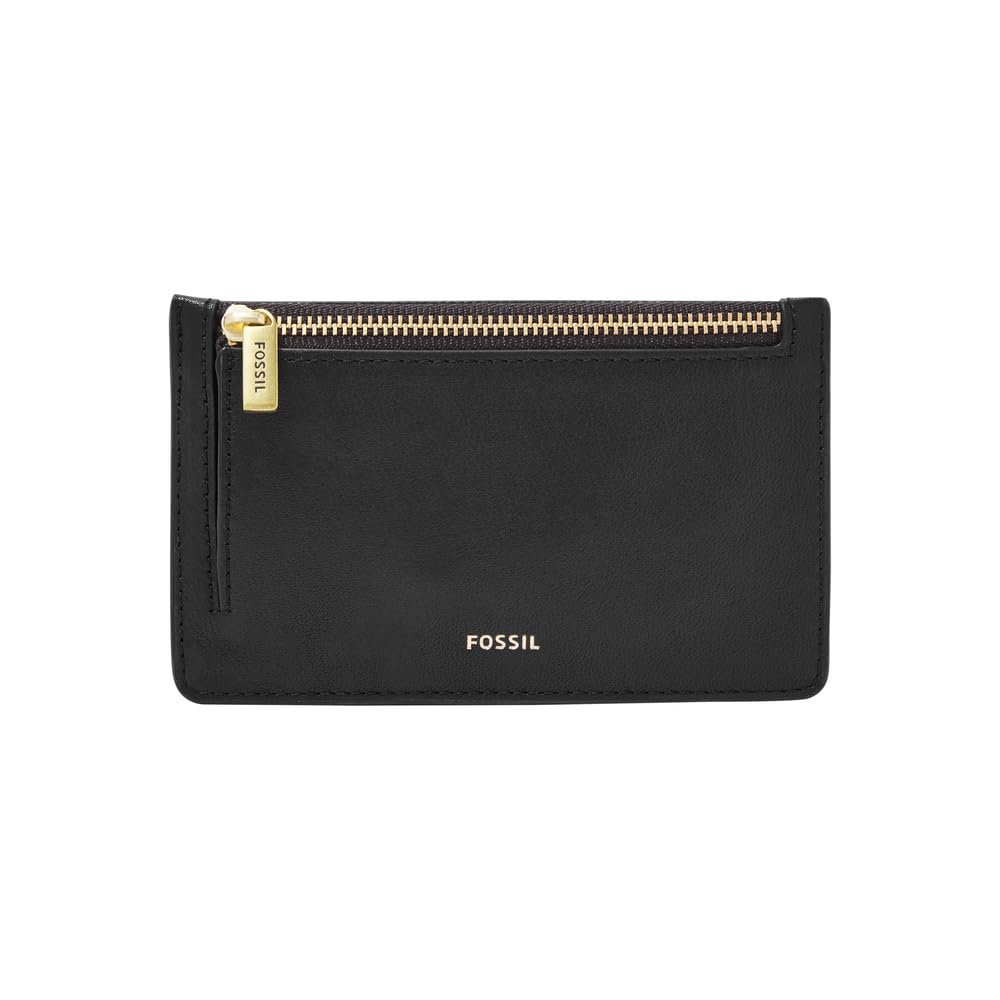 Fossil Wallet for Women Logan, Leather/Polyurethane Trim Card Case black 13.8 cm L x 0.4 cm W x 8.5 cm H SL7925001