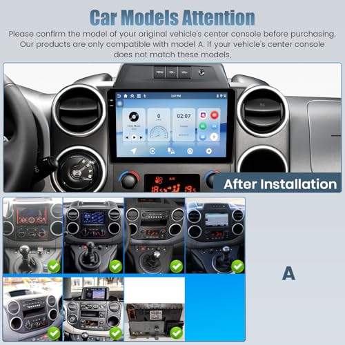 Roinvou 4G+64G Android 15 Car Radio for Citroen Berlingo & Peugeot Partner 2015-2018 Wireless Carplay Android Auto, 9'' Incell Touch Screen Radio GPS Bluetooth FM RDS WiFi EQ SWC Backup Camera