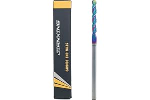 JIANXING 1/8" Extra Long DLC Coated 2-Flute Carbide Ball Nose End Mill, Ideal for Aluminum, Copper Alloys, and Plastic Machining – High Precision & Wear-Resistant Cutting Tool (1 Pieces)