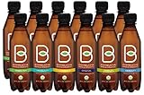 B-tea Kombucha Raw Organic Tea, Only 2 g of Sugar/Probiotics/Prebiotic, Promotes Healthy Weight Loss, Kosher, 12 Piece x 8 oz.
