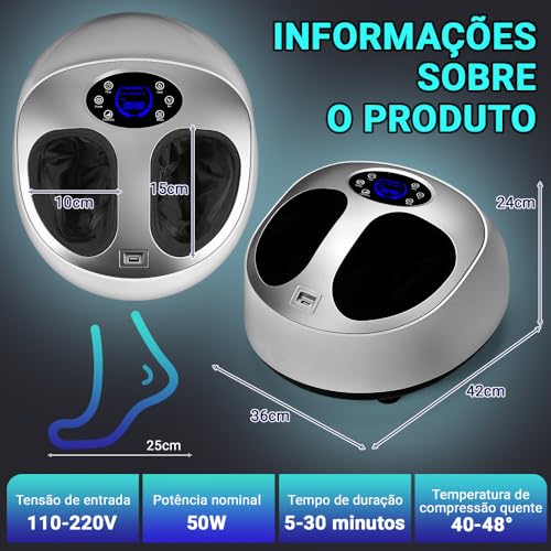 110-240V, Massageador de Pé, Máquina de Massagem de Pés Shiatsu Aquecimento Profundo, Adequado para Tamanhos de Calçado 34-47