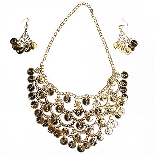 BESTOYARD Belly Dance Jewelry Set Gold Necklace Earrings for Party Favors Costume Accessories