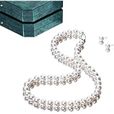 ZoVanHee Freshwater Cultured Pearl Necklace Set Includes Stud Earrings Genuine Pearl Jewelry Gift for Women for Mother's Day, Valentine's Day, Anniversary, Birthday, Wedding