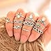 idealway 10 Pcs/Set Vintage Retro Silver Plated Elephant Moon Crystal Joint Knuckle Nail Ring Set (Silver)
