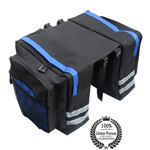 Bike Rack Bag With Double Panniers, 24 L, 600 PVD, 8 Side Reflectors, Bicycle Rear Saddle Shelf Luggage Handbags For Cargo Laptop, Back Seat Messenger Pack Trunk Saddlebags Satchel For Cycling Sports