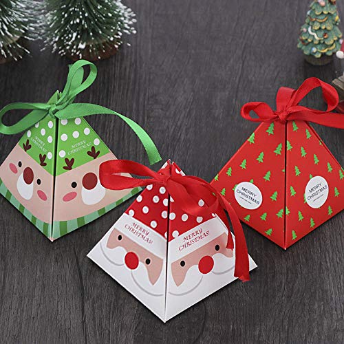 Alapaste Gift Boxes Set of 30 Decorative Candy Boxes,Cookies, Goodies Christmas Candy Bags Santa Claus Reindeer Xmas Tree Gift Box Present Packaging for Festival Holiday New Year