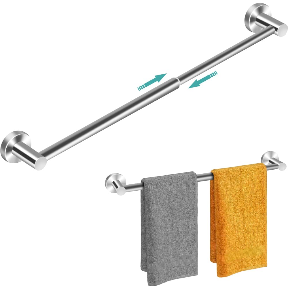 Photo 1 of MGahyi Towel Racks for Bathroom-Adjustable Towel Holder(13.18inch-24inch) Sturdy and Rustproof Towel Bar Wall Mounted, Single Towel Bar Rod for Bathroom Accessories(1Pack,Silver)