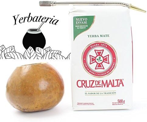 Yerba Mate Gourd Cup with Bombilla Straw and Loose Leaf Tea (500 grams)