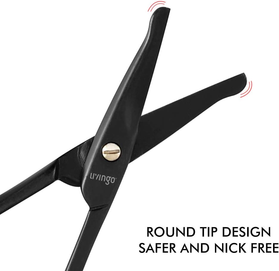 LIVINGO 9CM Premium Nose Hair Scissors, Curved Safety Blades with Rounded Tip for Trimming Small Details Facial Hair Ear Hair - Image 5