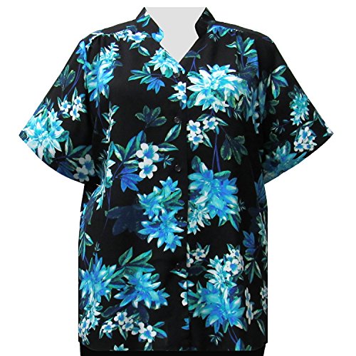 A Personal Touch Aqua Botanic Women's Plus Size Blouse - 4X