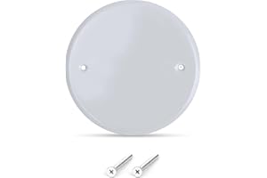 AIRMONT PRODUCTS 5 Inch White Metal Ceiling Blank-Up Cover, Used to Cover 3-1/2 or 4 Inch Round/Octagon Box Openings In Ceilings or Walls, Mounting Screws Included, Holes Are Spaced 3.5 Inches Apart
