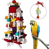 Tumenque Bird Chewing Toy Cage Bite Block Toys for Small Medium Parrots Like African Grey Macaws Cockatoos Eclectus Amazon with a Parrot Grinding Stone