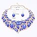 African Beads Jewelry Sets Women Bridal Crystal Statement Necklace Earring Jewelry Sets (Blue)