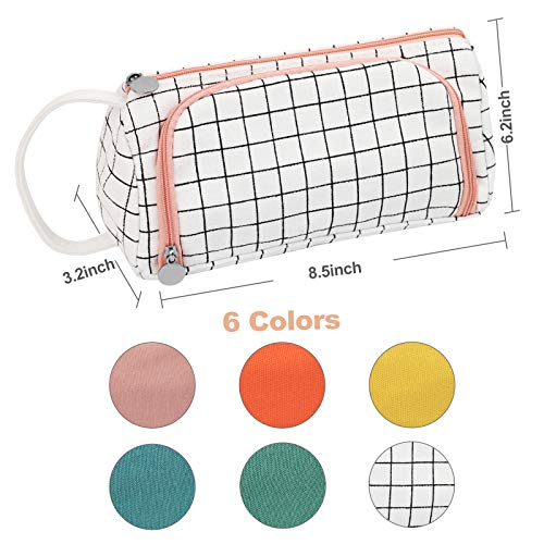 Fabric Pencil Case, Big Capacity Pencil Case, Pen Organizer with Color Zipper, Two Different Open Method, School and Office Supplies, 8.5x6.2x3.2(H) inches, (Blue) - Thumbnail 3