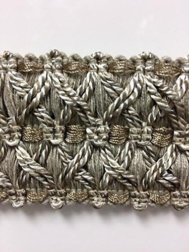 2.25" Fancy Gimp Header Tape H-70/4-2 Taupe & Creamy White (Sold by The Yard)
