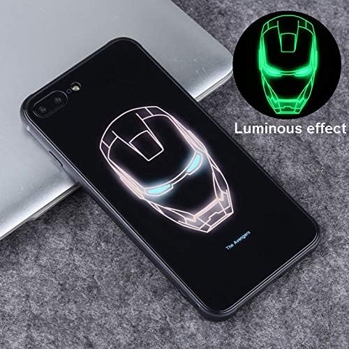 TYYM Marvel Model Iron Man Luminous Glass Phone Case, Mobile Hard Case, For Iphone 7p/8p/x/xs/xr/max B-iphone 7P