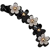 Lurrose Banana Hair Clips Toothed Ponytail Holder Strong Tension Hair Claw Flower Barrette for Women Girls,Black