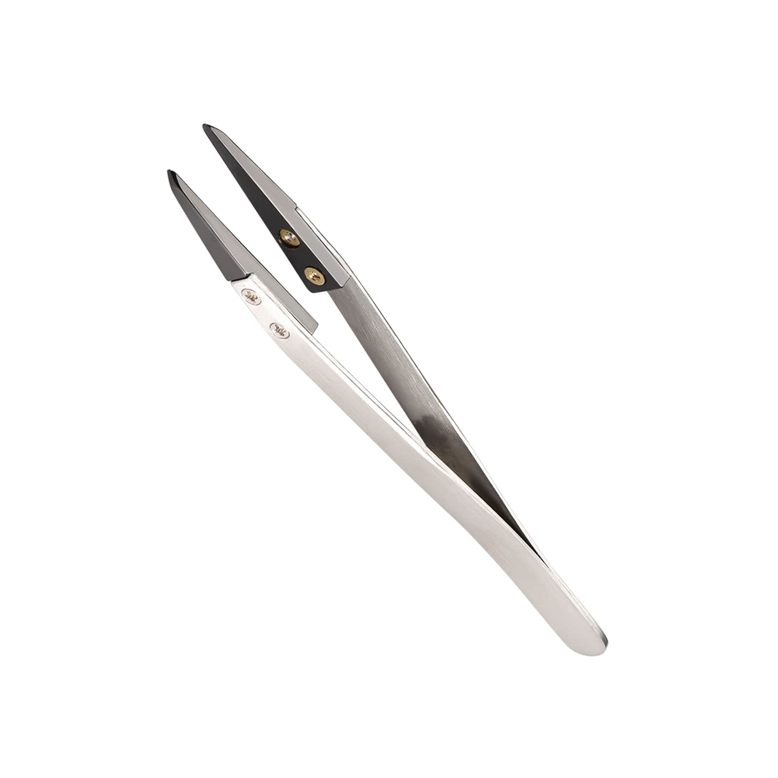CoCud Stainless Steel Ceramic Tweezer, Non-Conductive Heat Resistant Straight Round Tip - (Applications: for Mechanical Equipment Repair)