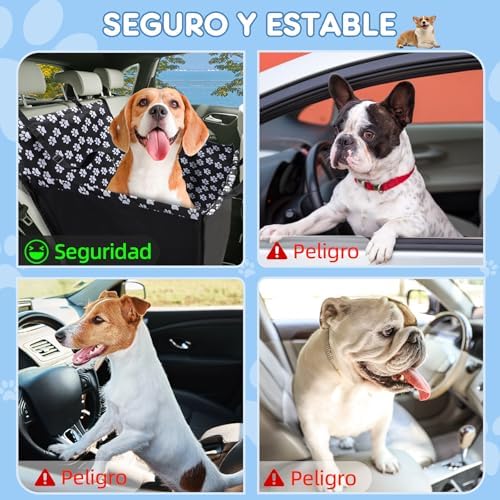 Cão para Cadeira de Carro 68x57x33 cm Impermeável – Transportadora para cães com cinto, Carro para cama, Cadeira Cochee aprovada para cães, Capa para carro