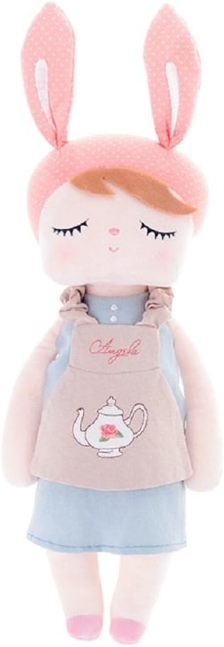 Tingyao Me Too Sleeping Angela Stuffed Bunny Baby Plush Rabbit Doll Gifts for Girls 12 inches Gray Dress