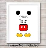 Motivational Mickey Mouse Quote - Unframed Wall Art Print - Perfect Gift For Disney and Disneyworld Fans - Great Home Decor For Nursery, Girls or Boys Room- Ready to Frame (8X10) Photo