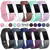 For Fitbit Charge 2 Band, Hotodeal Classic Soft TPU Adjustable Replacement Bands Fitness Sport Strap for Fitbit Charge 2, Pack of 10, Large