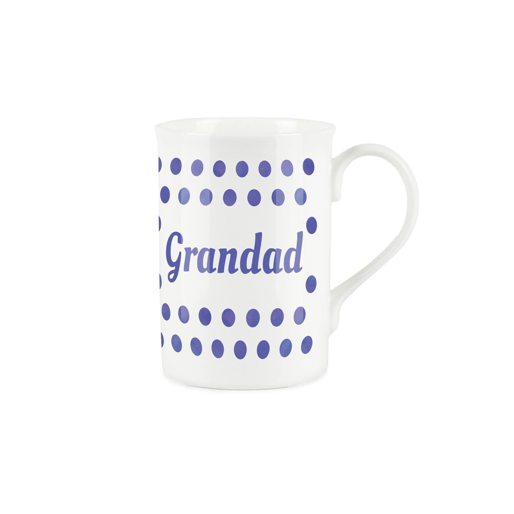 Purely Home Indigo Polka Dots Spots Grandad Mug - Fine Bone China Gift/Present Mug for Grandad