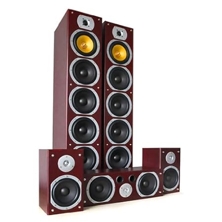 Beng V9M Heimkino Lautsprecher Set Surround Soundsystem (2X Frontlautsprecher, 1x Center-Box, 2X Surround-Lautsprecher) Mahag