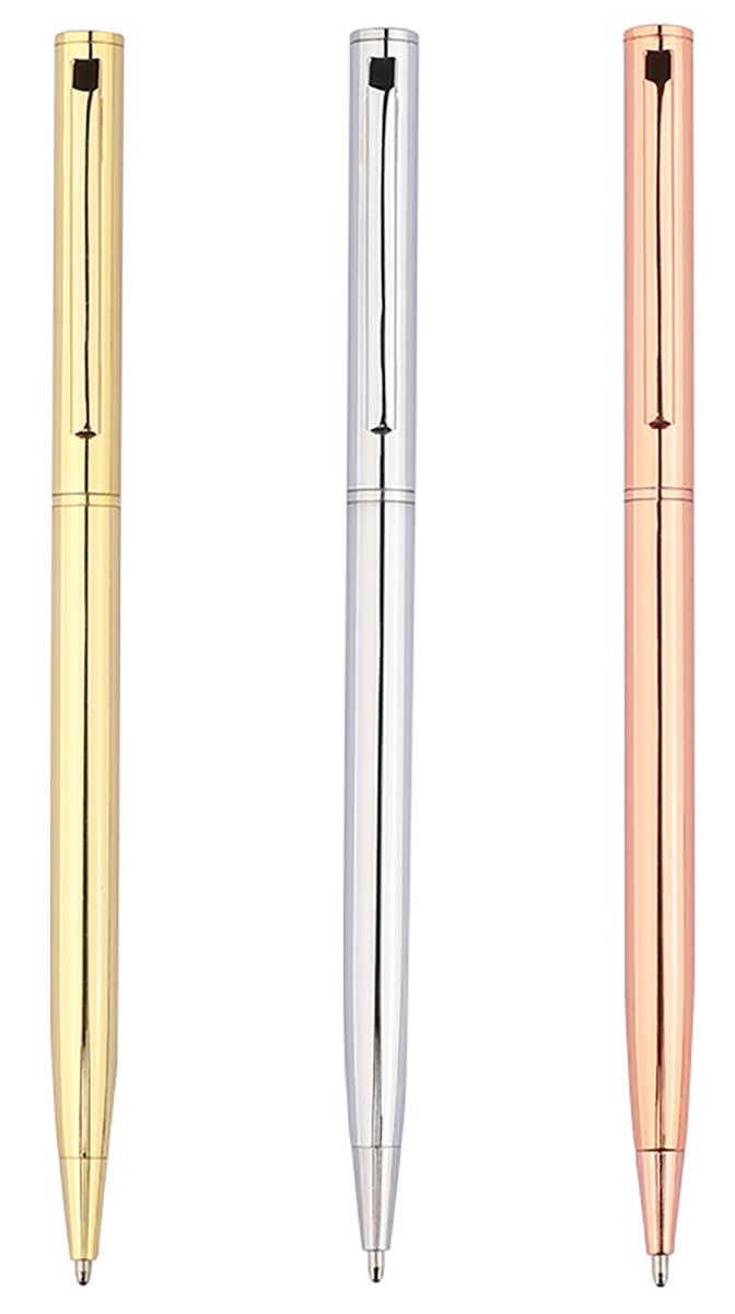 Gullor 3 Pieces Retractable Ballpoint Pen, Slim Metal Pens, 1.0mm Medium Point Black Ink, Multicolor