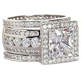 Ginger Lyne Collection Beverly 3 Ring Bridal Engagement Wedding Ring Band Set