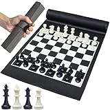 COBER Chess and Piece Set, Genuine Leather Roll-Up