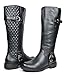 DREAM PAIRS INTRUDER Women's Winter Quilted Zipper Buckles Accent Riding Knee High Boots